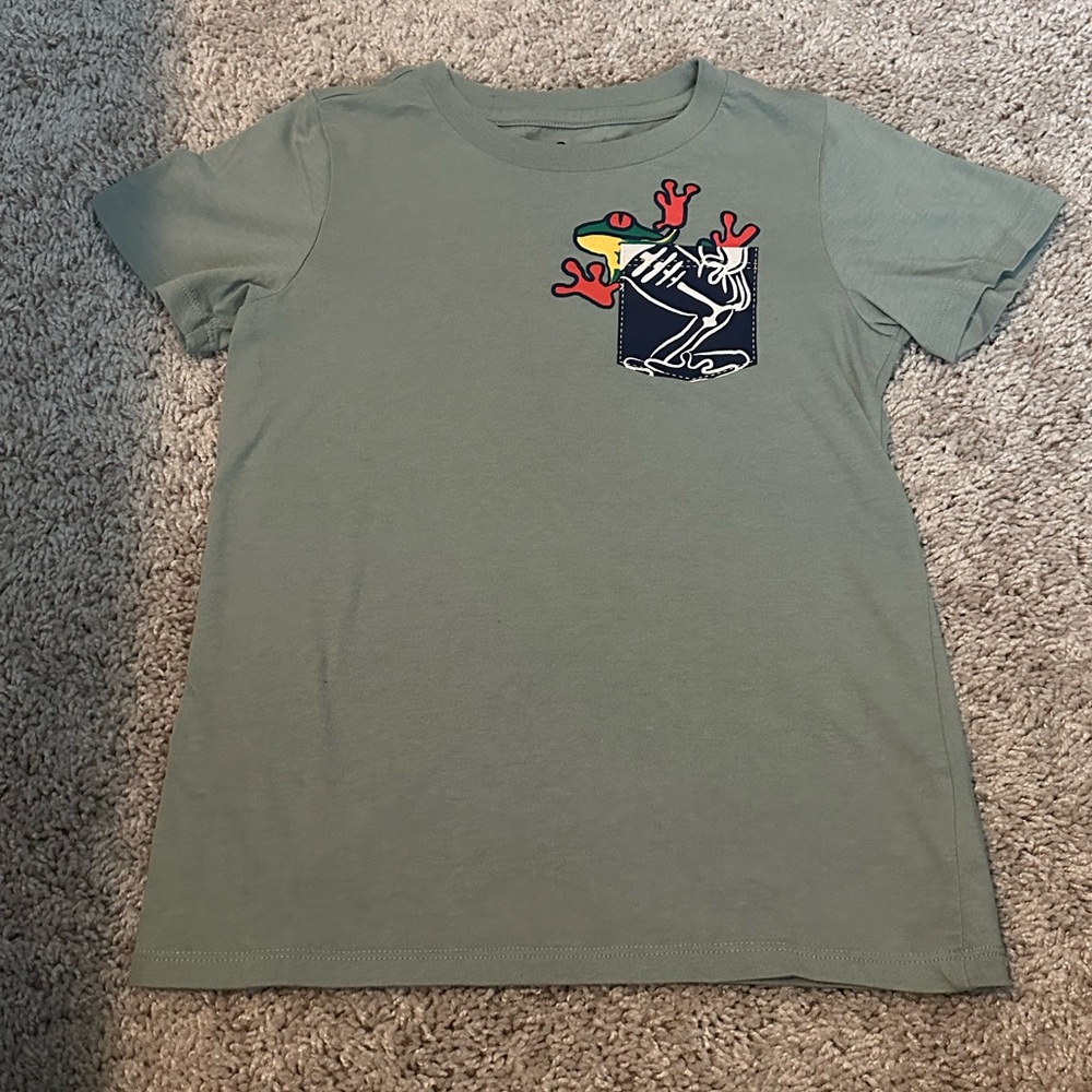 Green T-Shirt with Graphic Pocket